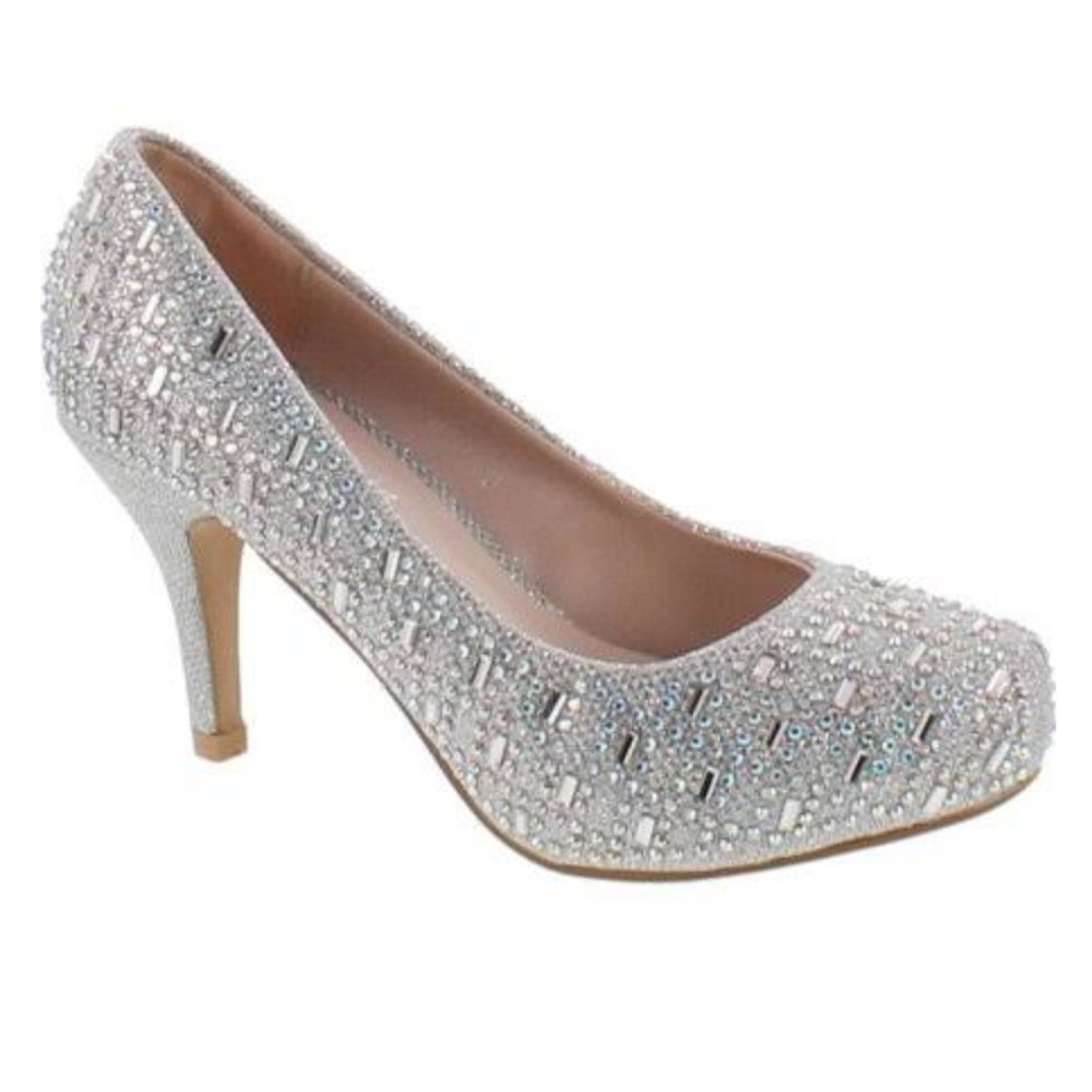 NEW Silver Crystal Embellished Bridal Heels